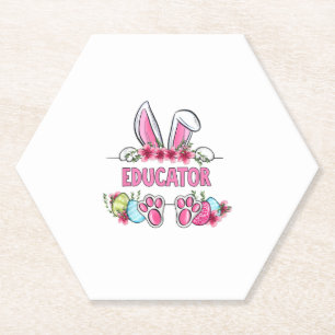 I'm The Educator Bunny Easter Day Rabbit Paper Coaster