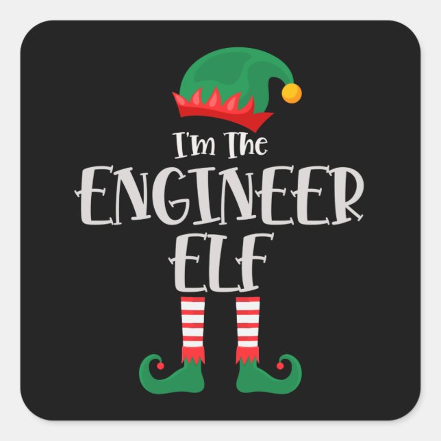 Im The Engineer Elf Matching Christmas Square Sticker (Front)