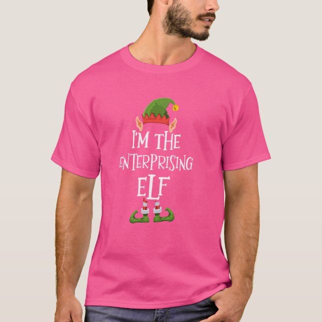 I'm the Enterprising Elf Graphic - Funny Ugly Chri T-Shirt (Front)