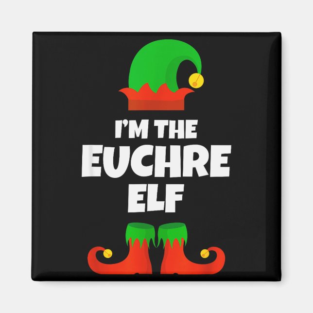 I'm The Euchre Elf Family Pajama Christmas Funny P Magnet (Front)
