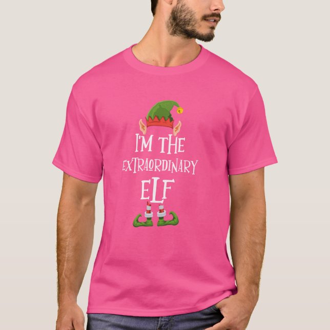 I'm the Extraordinary Elf Graphic - Funny Ugly Chr T-Shirt (Front)