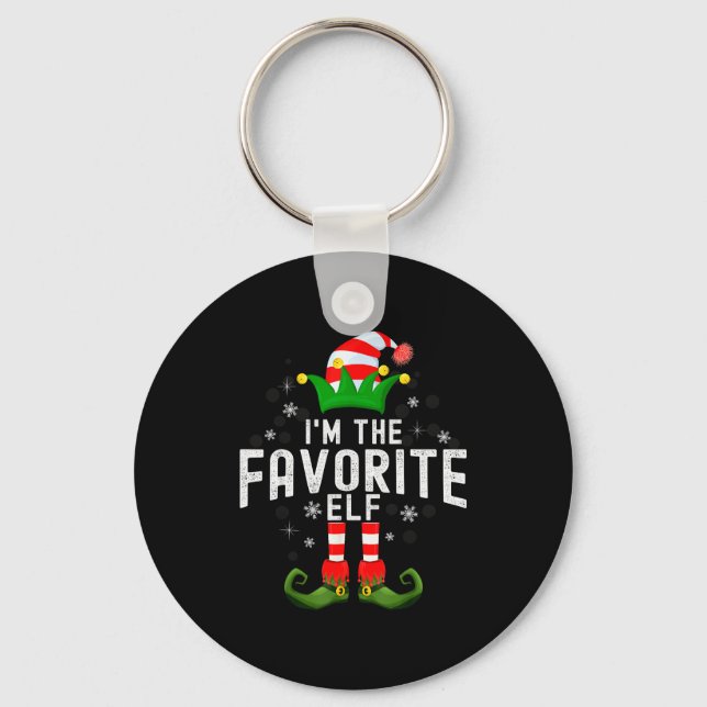 I'm The Favorite Elf Christmas Family Pjs Costume  Keychain (Front)