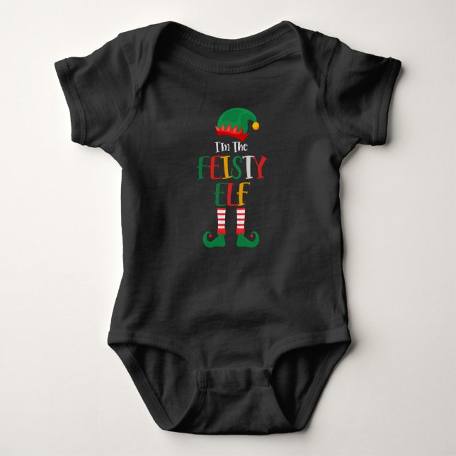 Im The Feisty Elf Matching Christmas Baby Bodysuit (Front)