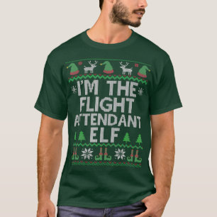 Im The Flight Attendant Elf Funny Ugly Christmas T-Shirt