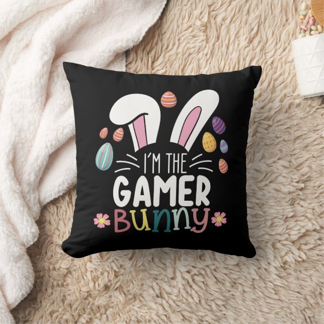 I'm The Gamer Bunny Gaming Easter Matching Throw Pillow (Blanket)