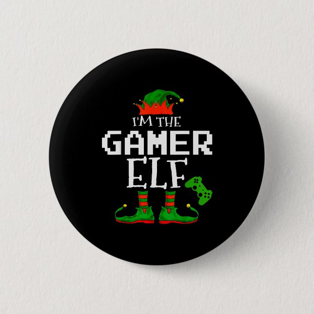 I'm The Gamer Elf Family Matching Gaming Christmas Button (Front)