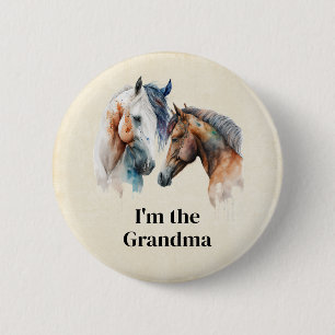 I'm the Grandma Beautiful Horses Western Boho Button