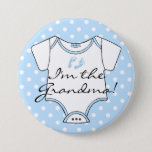 I&#39;m The Grandma  Blue Baby Footprints Personalized Pinback Button at Zazzle