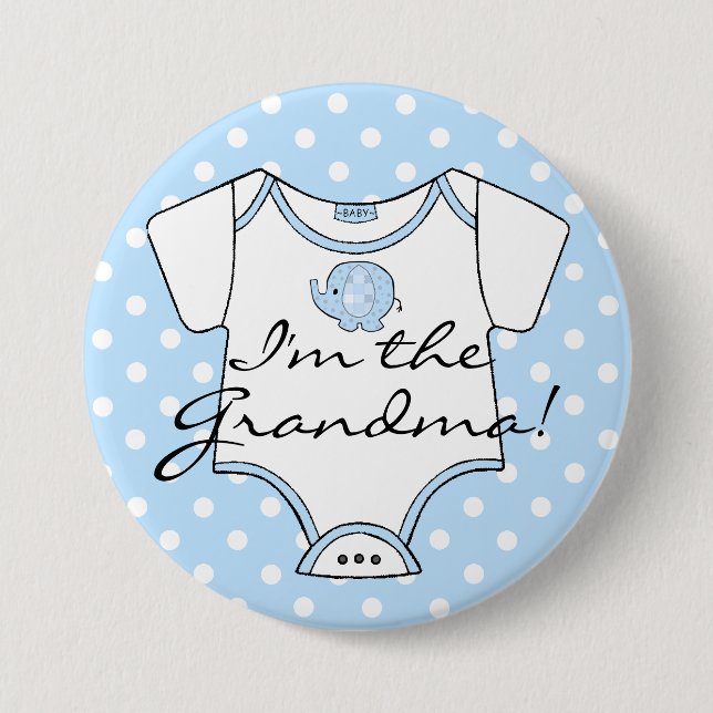 I'm The Grandma Blue Elephant Pinback Button (Front)
