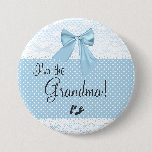 I'm The Grandma Blue Lace Pinback Button (Front)