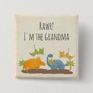I'm the Grandma Cute Dinosaurs Prehistoric Era Button