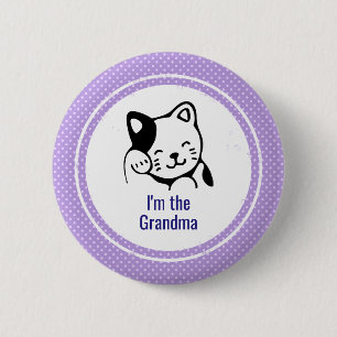 I'm the Grandma Cute Kitty Cat on Polka Dots Button