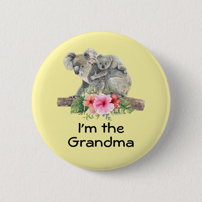 I'm the Grandma Cute Koala Bears Watercolor Button (Front)