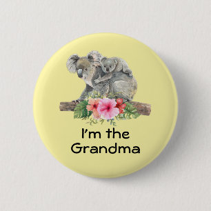 I'm the Grandma Cute Koala Bears Watercolor Button