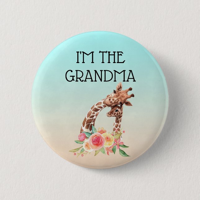 I'm the Grandma Cute Mom & Baby Giraffes Button (Front)
