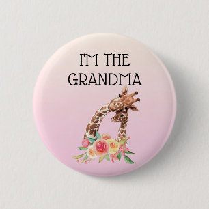 I'm the Grandma Cute Mom & Baby Giraffes Button