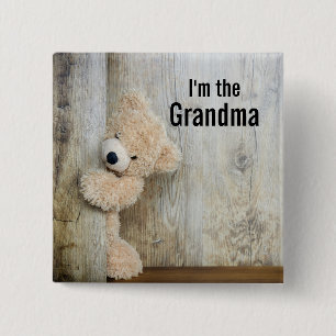 I'm the Grandma Cute Stuffed Bear Photo Button