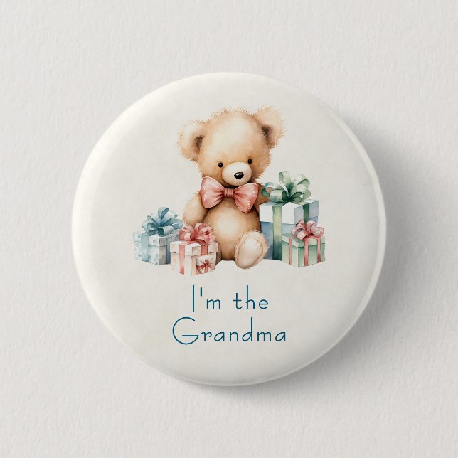 I'm the Grandma Cute Teddy Bear Button (Front)