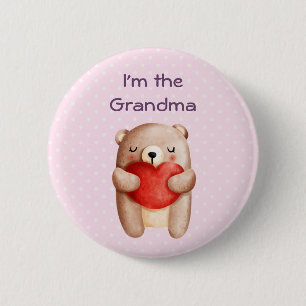 I'm the Grandma Cute Teddy Bear with Red Heart Button