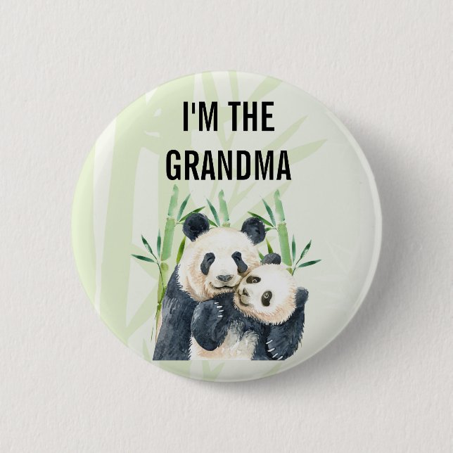 I'm the Grandma Cute Watercolor Panda Bears Button (Front)