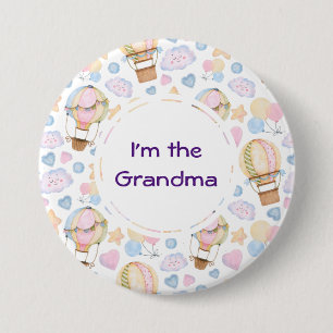 I'm the Grandma Hot Air Balloon Pattern Button