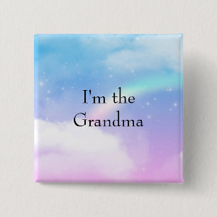 I'm the Grandma Pastel Clouds and a Rainbow Button