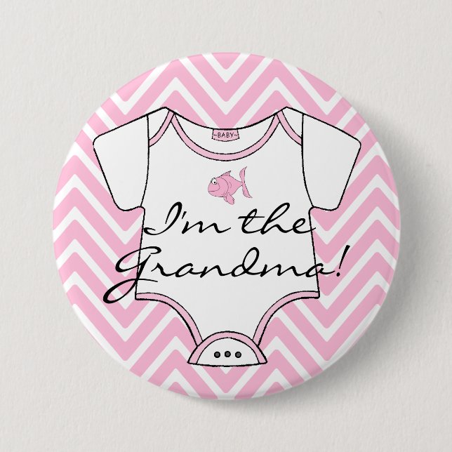 I'm The Grandma Pink Chevron Button (Front)