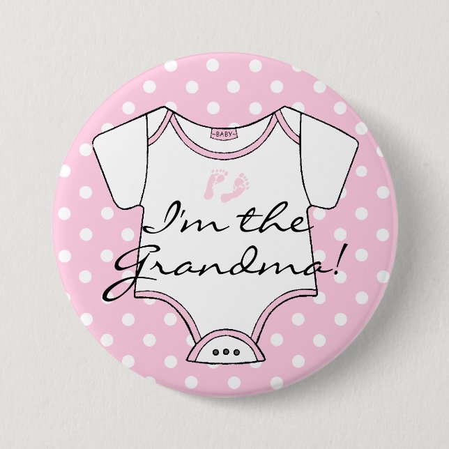 I'm The Grandma Pink Polka Dot Button (Front)