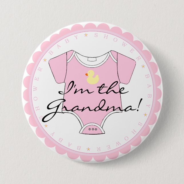 I'm The Grandma Pink Rubber Duck Button (Front)