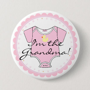 I'm The Grandma- Pink Scalloped Edge Pinback Button