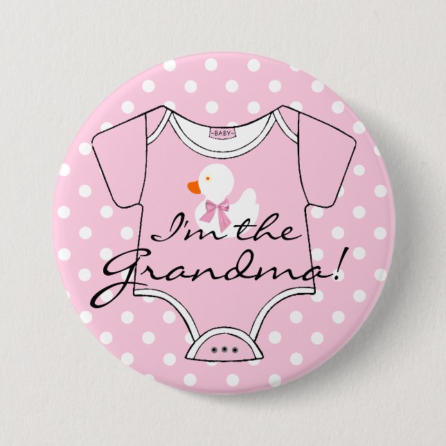 I'm The Grandma Pink With Rubber Duck Pinback Button (Front)