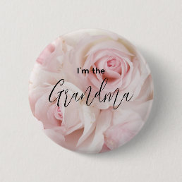 I&#39;m the Grandma Vintage Pink Roses Elegant Bouquet Button