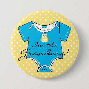 I'm The Grandma Yellow and Blue Baby Shower Button