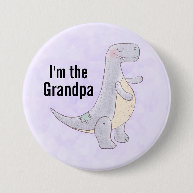 I'm the Grandpa Cute Prehistoric Dinosaur Button (Front)