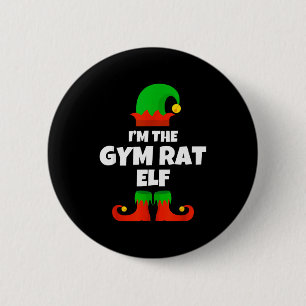 I'm The Gym Rat Elf Family Pajama Christmas Fitnes Button