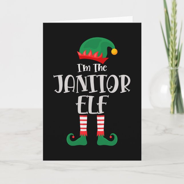 Im The Janitor Elf Matching Christmas Card (Front)
