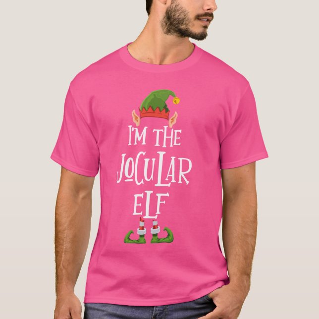 I'm the Jocular Elf Graphic - Funny Ugly Christmas T-Shirt (Front)