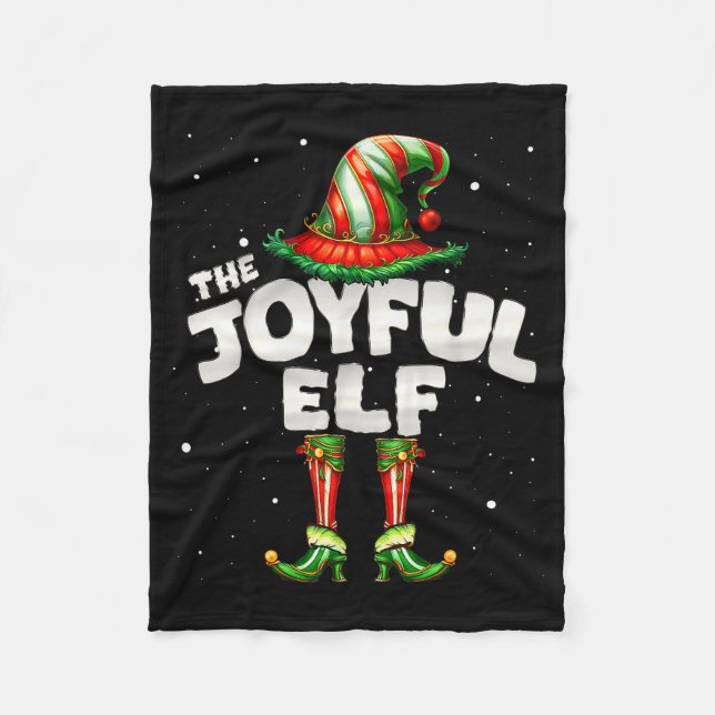 I'm The Joyful Elf Family Matching Group Christmas Fleece Blanket (Front)