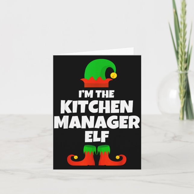 I'm The Kitchen Manager Elf Family Pajama Christma Card (Front)