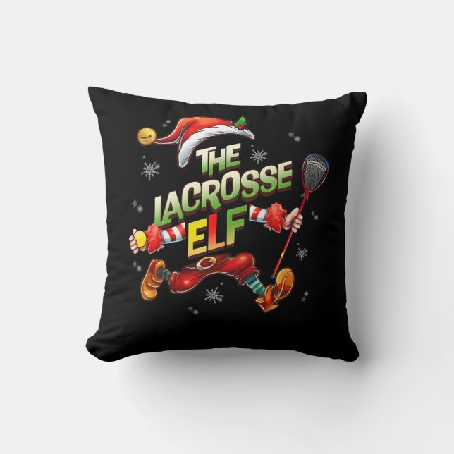 I'm The Lacrosse Elf Christmas Family Elf Player S Throw Pillow (Front)