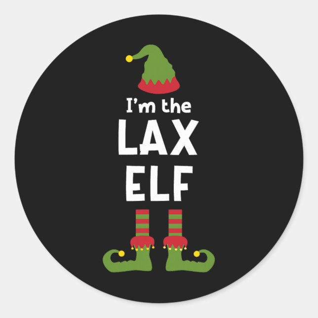 I'm The Lax Elf Funny Lacrosse Player Christmas Pa Classic Round Sticker (Front)