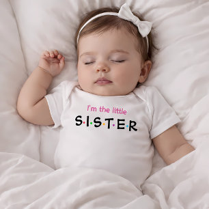 I'm the Little Sister Modern Colorful Girl's Baby Bodysuit