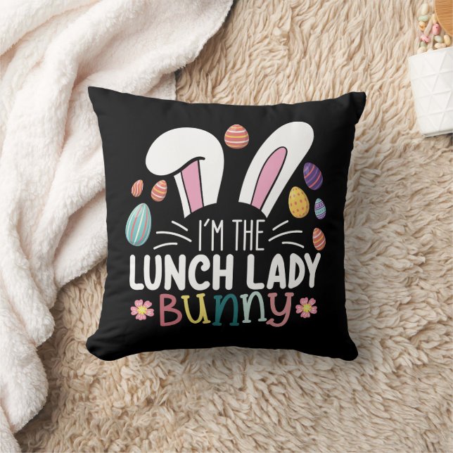 I'm The Lunch Lady Bunny Easter Matching Throw Pillow (Blanket)