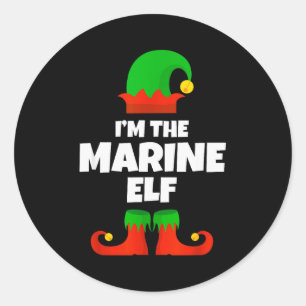 I'm The Marine Elf Family Pajama Christmas Biology Classic Round Sticker
