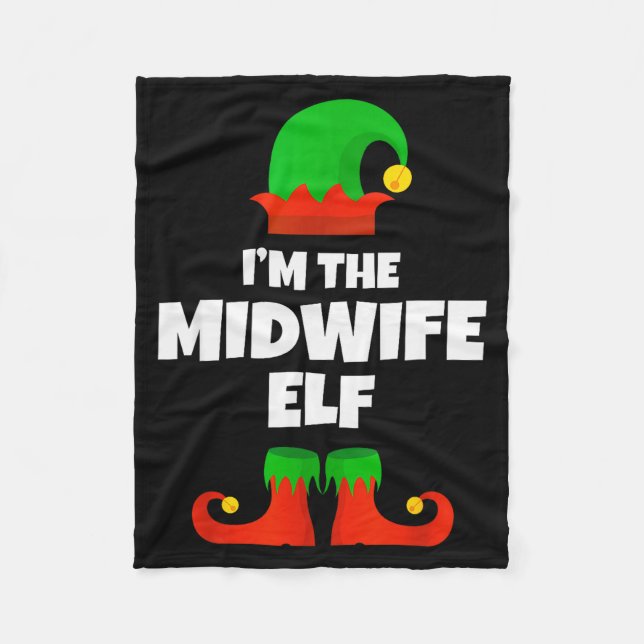 I'm The Midwife Elf Family Pajama Christmas Funny  Fleece Blanket (Front)