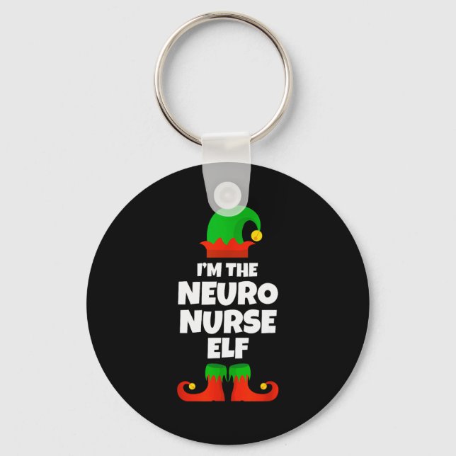 I'm The Neuro Nurse Elf Family Pajama Christmas Fu Keychain (Front)