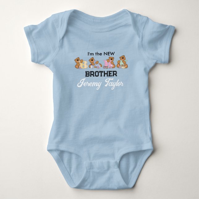 I'm the New Baby Brother | Teddy Bears | Word Art Bodysuit (Front)
