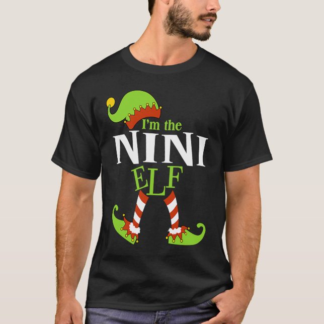 I'm The NINI Elf Family Group Matching PJ Christma T-Shirt (Front)