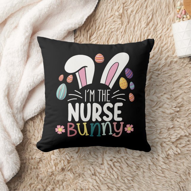 I'm The Nurse Bunny Easter Matching Throw Pillow (Blanket)
