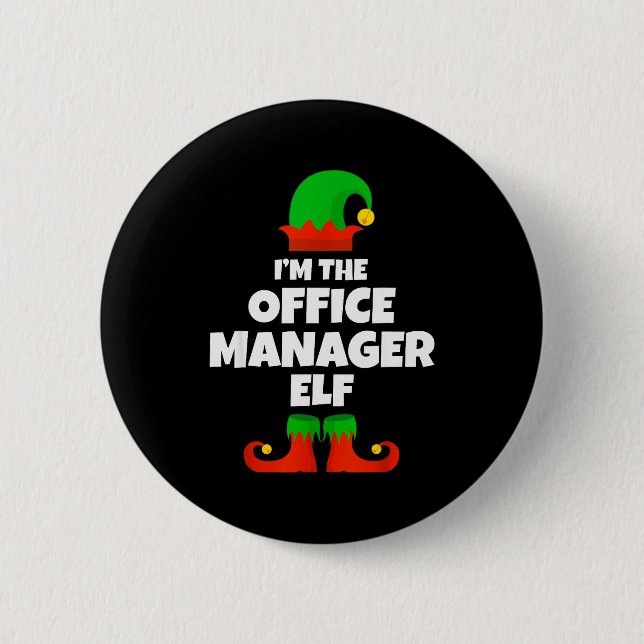 I'm The Office Manager Elf Family Pajama Christmas Button (Front)